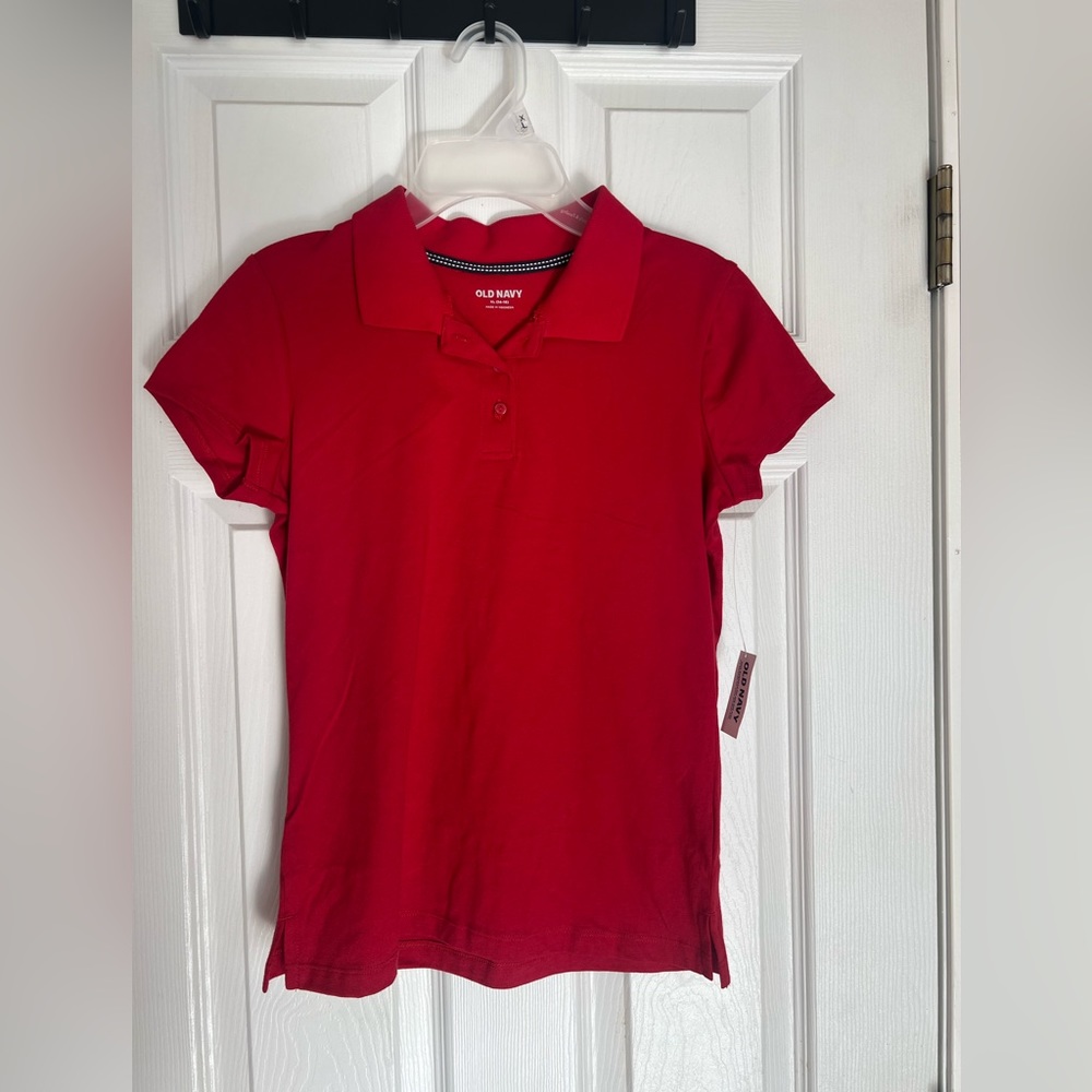 Old Navy Girl’s Red Uniform Jersey Polo Shirt for Girls Size XL (14-16)